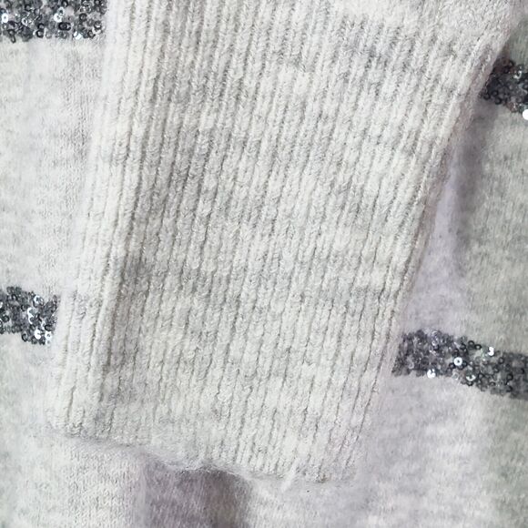 CeCe Women’s Sweater Casual Chic Festive Glam Shimmer Knit Light Gray Sequin S - Picture 6 of 8